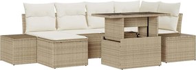 vidaXL Σετ Καναπέ Κήπου με αποθήκευση 7 pcs Μπεζ Πολυ ράταν