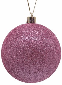 JΚ Home Décor - Μπάλα Πλαστική Ροζ Με Glitter S/6 8cm