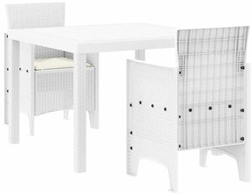 vidaXL Σέτ φαγητού για κήπο 3 pcs Λευκό Rattan Polt