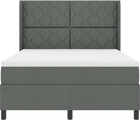 vidaXL LED Κρεβάτι με βάθρο Σκούρο Γκρι 140 x 190 cm ύφασμα