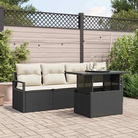 vidaXL Σετ Καναπέ Κήπου 5 pcs Μαύρο και κρεμ 100 x 55 x 73 εκ