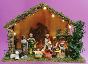 Χριστουγεννιάτικη Φάτνη Φωτιζόμενη με 9 Φιγούρες 30cm 237249 Led Σταθερά ή Flash - Warm White