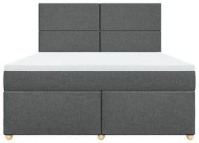 vidaXL Κρεβάτι Boxspring με Στρώμα Σκούρο Γκρι 180x200 εκ Υφασμάτιν