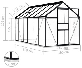 Θερμοκήπιο με Πλαίσιο Βάσης Ανθρακί 7,03 μ³ από Αλουμίνιο - Ανθρακί