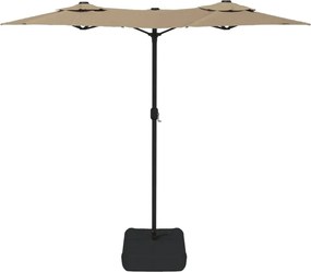 vidaXL Ομπρέλα Κήπου με Διπλή Κορυφή και LED Taupe 316 x 145 εκ.