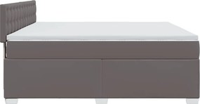 vidaXL Κρεβάτι Boxspring με Στρώμα Γκρι 180x200 εκ. Συνθετικό Δέρμα