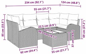 vidaXL Σετ Καναπέ Κήπου με μαξιλάρι 7 pcs Καφέ, Κρέμα 55 x 55 x 37 εκ