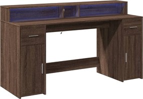 vidaXL Γραφείο με LED Καφέ δρυς 160x55x91 εκ. Επεξεργ. Ξύλο