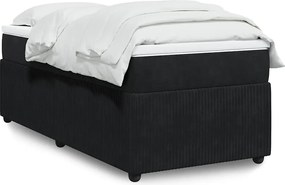 vidaXL Κρεβάτι Boxspring με Στρώμα Μαύρο 90x190 εκ. Βελούδινο