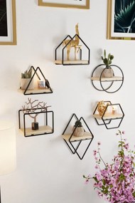 Wall Shelf Minyatür Raflar 6'lı Set Gold
Black