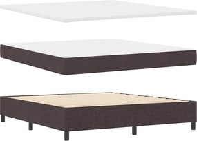 vidaXL LED Κρεβάτι με βάθρο Σκούρο Καφέ 180 x 200 cm ύφασμα