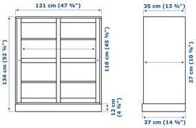 HAVSTA ντουλάπι βιτρίνα με μπάζα, 121x37x134 cm 295.346.72