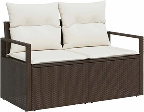 vidaXL Σετ Καναπέ Κήπου 9 pcs Καφέ και Λευκό συνθετικό ρατάν