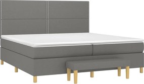 vidaXL Κρεβάτι Boxspring με Στρώμα Σκούρο Γκρι 200x200 εκ. Υφασμάτινο