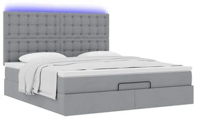 vidaXL Οθωμανικό κρεβάτι με στρώμα & LEDs Taupe 180x200cm ύφασμα