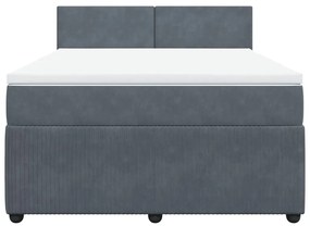 Κρεβάτι Boxspring με Στρώμα Σκούρο Γκρι 140x200 εκ. Βελούδινο - Γκρι