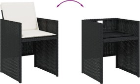 vidaXL Σετ Τραπεζαρίας Κήπου 9 τεμ Μαύρο από Συνθ. Ρατάν με Μαξιλάρια