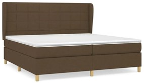 vidaXL Κρεβάτι Boxspring με Στρώμα Σκούρο Καφέ 200x200 εκ. Υφασμάτινο