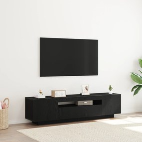 vidaXL Κάδος τηλεόρασης με LED φώτα, Μαύρο Δρυς, 160x35x40 εκ., από επεξεργασμένο ξύλο
