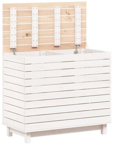 vidaXL Καλάθι Ρούχων Λευκό 88,5x44x76 εκ. από Μασίφ Ξύλο Πεύκου