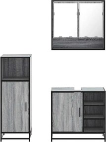 vidaXL Σετ Επίπλων Μπάνιου 3 Τεμαχίων Γκρι Sonoma Επεξεργασμένο Ξύλο