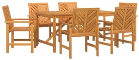 vidaXL Σέτ φαγητού για κήπο 7 pcs Καφέ 150 x 90 x 74 cm