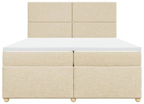 Κρεβάτι Boxspring με Στρώμα Κρεμ 200x200 εκ. Υφασμάτινο - Κρεμ