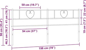 vidaXL Ανταλλακτικό κεφαλάρι Λευκό 193 εκ. Μεταλλικό