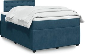 vidaXL Κρεβάτι Boxspring με Στρώμα Μπλε 120x190 εκ. Βελούδινο