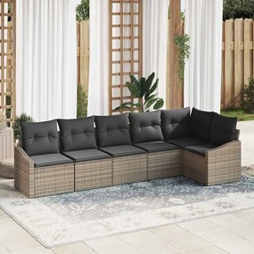 vidaXL Σέτ φαγητού για κήπο 6 pcs Γκρι Πολυ rattan, βαμμένο ατσάλι