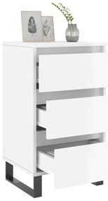 vidaXL Κομοδίνα 2 τεμ. Γυαλ. Λευκό 40x35x69 εκ. Επεξεργασμένο Ξύλο