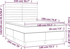 vidaXL Κρεβάτι Boxspring με Στρώμα Μπλε 140x190 εκ. Υφασμάτινο