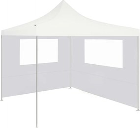 vidaXL Πλαϊνό Τοίχωμα για Κιόσκι με Παράθυρα Λευκό 4 x 2 μ.