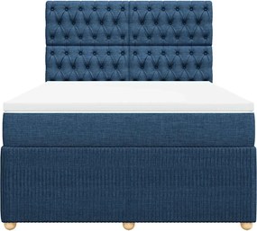 vidaXL Κρεβάτι Boxspring με Στρώμα Μπλε 140x200 εκ. Υφασμάτινο
