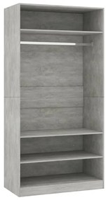 vidaXL Ντουλάπα Γκρι του Σκυροδέματος 100 x 50 x 200 εκ. Μοριοσανίδα