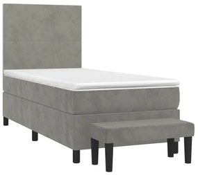 ΚΡΕΒΑΤΙ BOXSPRING ΜΕ ΣΤΡΩΜΑ ΑΝΟΙΧΤΟ ΓΚΡΙ 90X200 ΕΚ. ΒΕΛΟΥΔΙΝΟ 3137701