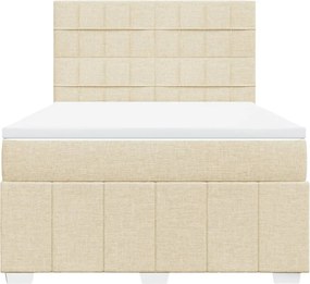 vidaXL Κρεβάτι Boxspring με Στρώμα Κρεμ 140x200 εκ. Υφασμάτινο