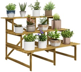Σκάλα για φυτά Outsunny, ράφι για λουλούδια, 3 βαθμίδες, ξύλο ελάτης, 120 x 80 x 78cm