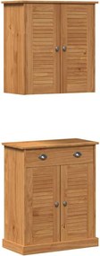 vidaXL Σετ Επίπλων Μπάνιου με ράφι VIGO 2 pcs Καφέ και Μέλι Καφέ
