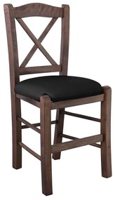 METRO Καρέκλα Οξιά Βαφή Εμποτισμού Καρυδί, Κάθισμα Pu Μαύρο  43x47x88cm [-Καρυδί/Μαύρο-] [-Ξύλο/PVC - PU-] Ρ967,Ε2Τ