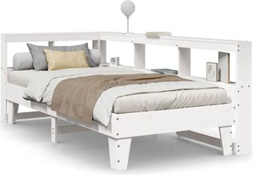 vidaXL Κρεβάτι Βιβλιοθήκη Χωρίς Στρώμα Λευκό 75x190 εκ Μασίφ Πεύκο