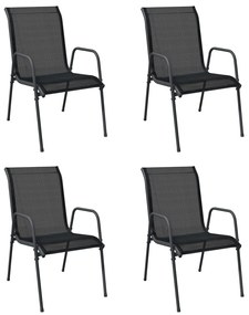 vidaXL Καρέκλες Κήπου 4 τεμ. Μαύρες από Ατσάλι / Textilene