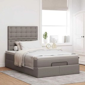 vidaXL Οθωμανικό κρεβάτι με στρώμα &amp; LEDs Taupe 120x190cm ύφασμα