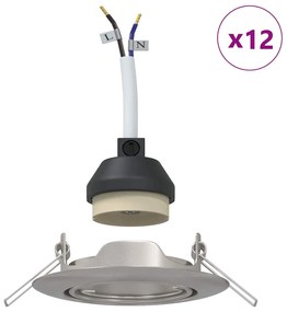 vidaXL Εσοχή Φωτιστικά 12 τεμ Στρογγυλά GU10 Ασημί Ø90 mm Χάλυβας