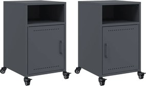 vidaXL Κομοδίνα 2 τεμ. Ανθρακί 36x39x59 εκ. από Χάλυβα