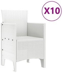 vidaXL Σετ Τραπεζαρίας Κήπου 11 Τεμαχίων Λευκού Πολυ Ρατάν