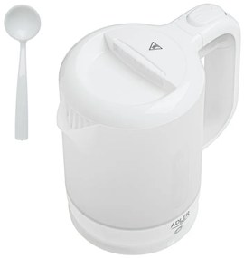 Ηλεκτρικός βραστήρας Adler AD 1381, 900W, 0.5 l, 2 φλιτζάνια και κουτάλα, Επίπεδο θερμαντικό στοιχείο, Προστασία υπερθέρμανσης, Λευκό