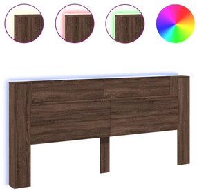 vidaXL Κεφαλάρι με Αποθηκ. Χώρο &amp; LED Καφέ Δρυς 220x16,5x103,5 εκ.
