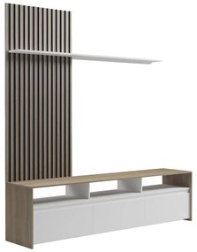 Σύνθετο σαλονιού Delfina σε sonoma με λευκή απόχρωση 190x40x199.5εκ 190x40x199.5 εκ.