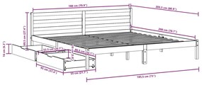 Σκελετός Κρεβατιού Χωρίς Στρώμα 180x200 εκ Μασίφ Ξύλο Πεύκου - Καφέ